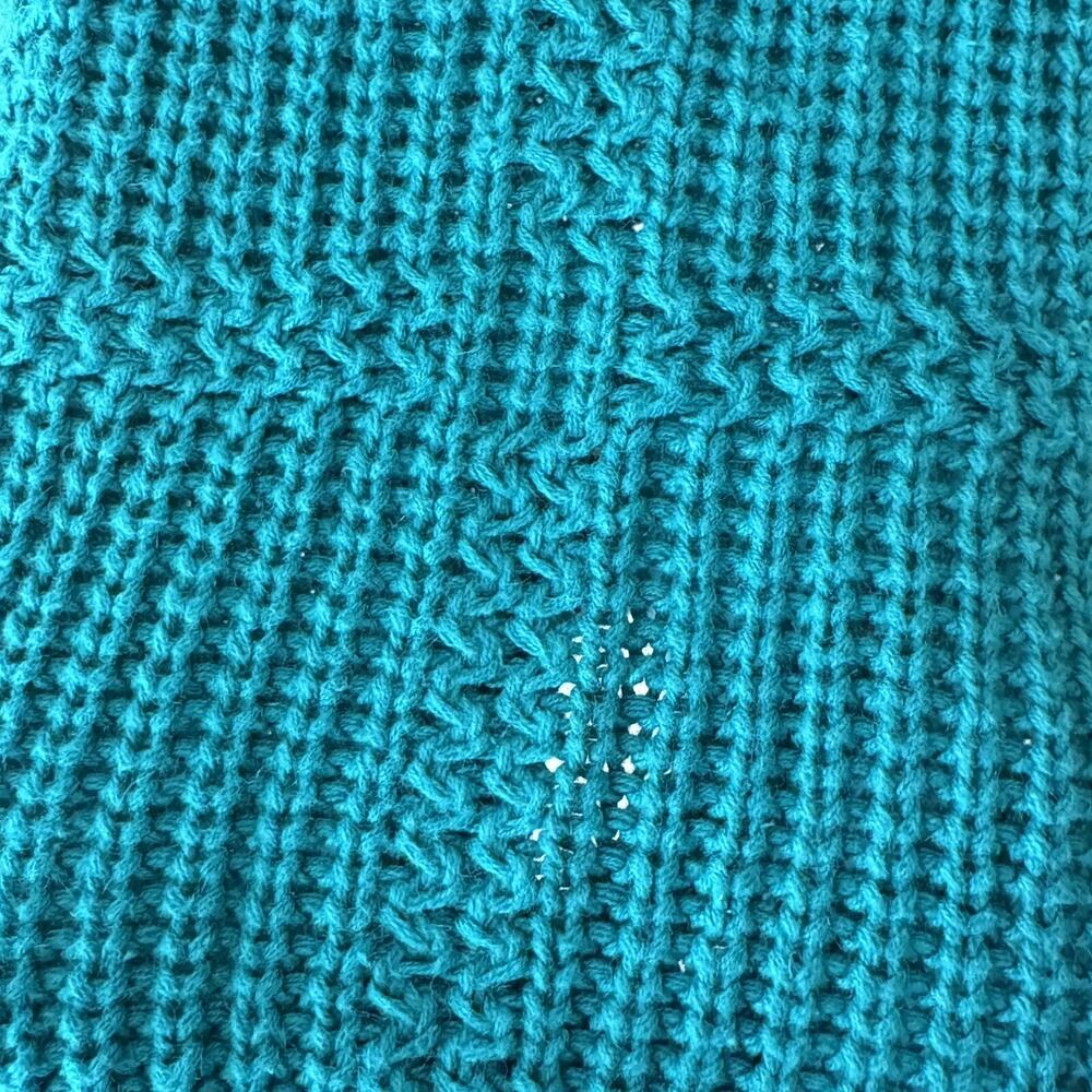 Vintage St. John’s Bay Men’s L Textured Knit Sweater Teal Cotton Blend Retro EUC - Picture 7 of 7
